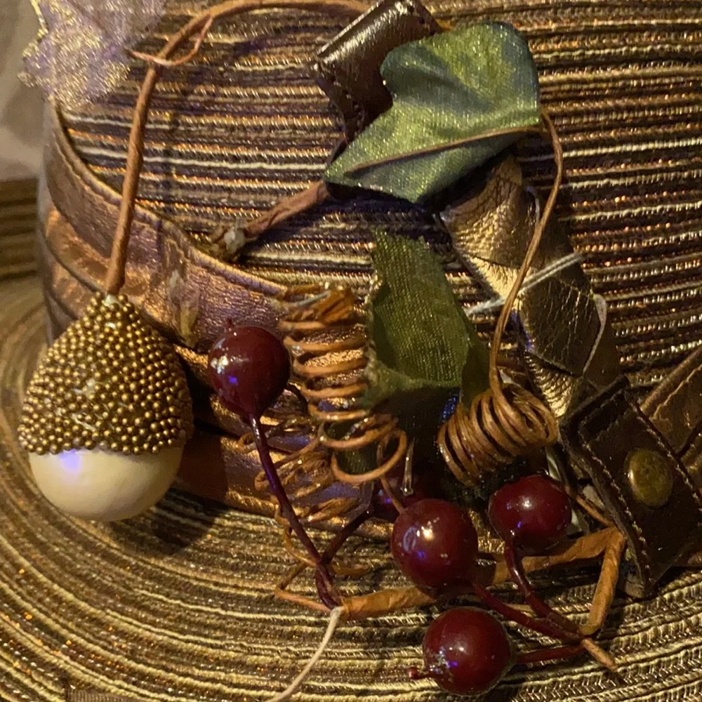 Bronze Metallic Straw Brim Hat